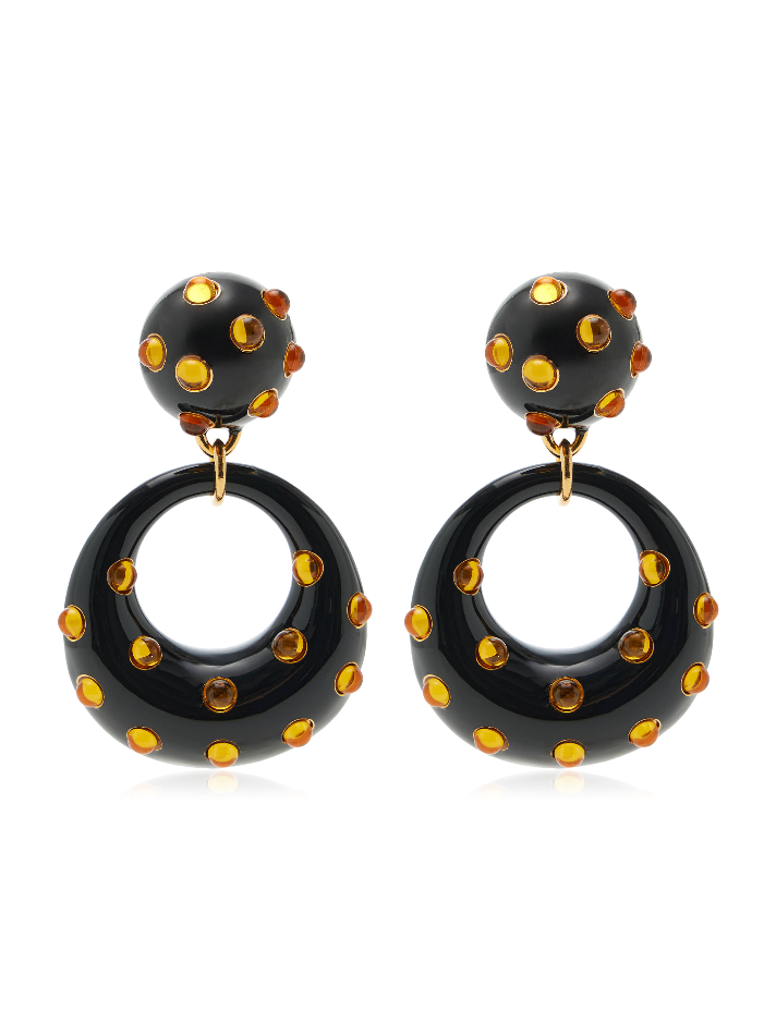 Oscar de la Renta Cabochon Enamel Drop Earrings