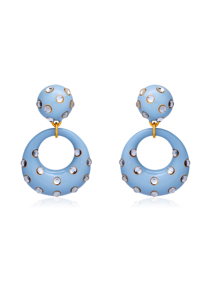 Oscar de la Renta Cabochon Enamel Drop Earrings