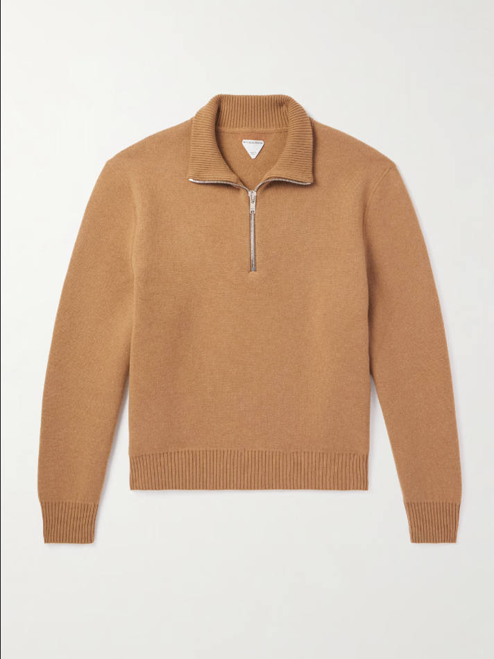 Bottega Veneta Ribbed Cashmere-Blend Half-Zip Sweater