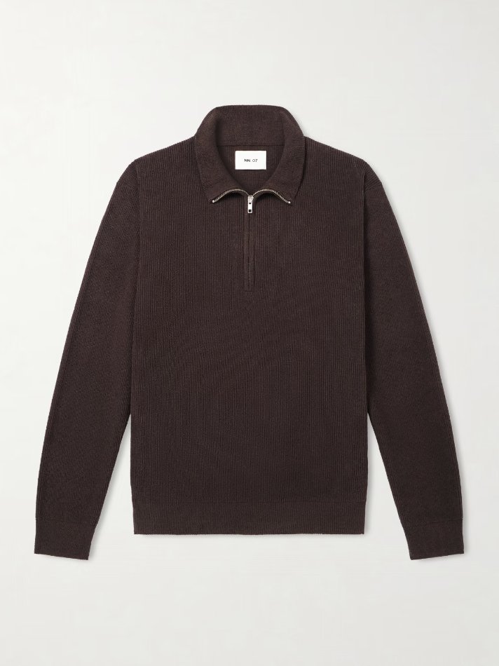 NN07 Danny 6429 Ribbed-Knit Half-Zip Sweater