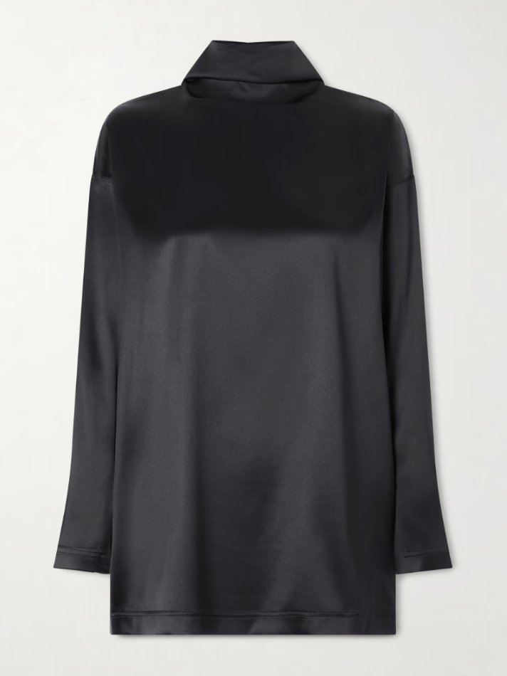 Phoebe Philo Liquid scarf-detailed silk-blend satin blouse