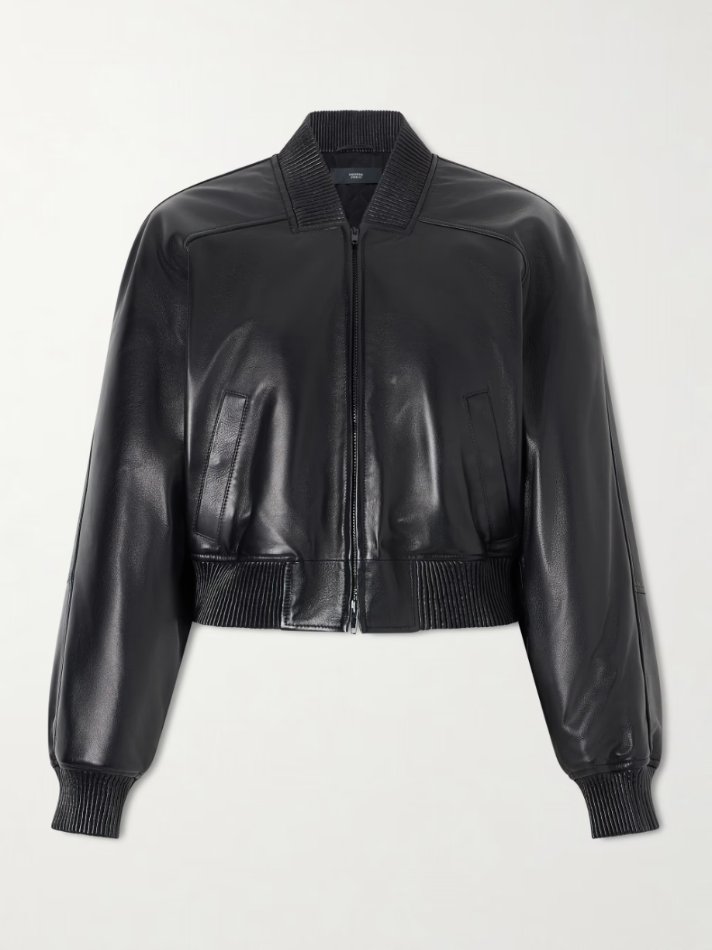 Phoebe Philo Shrunk cropped leather bomber jacket