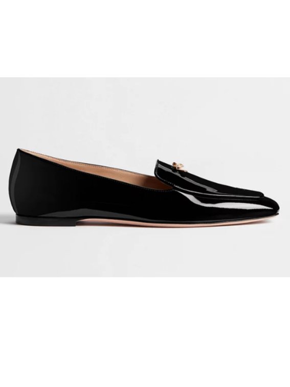 Dior Black Patent Calfskin Baby Bow Loafer