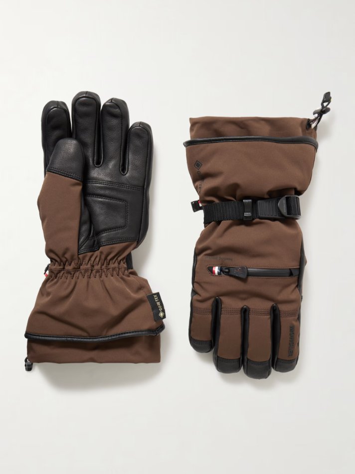 Moncler Grenoble Leather-Trimmed Ski Gloves