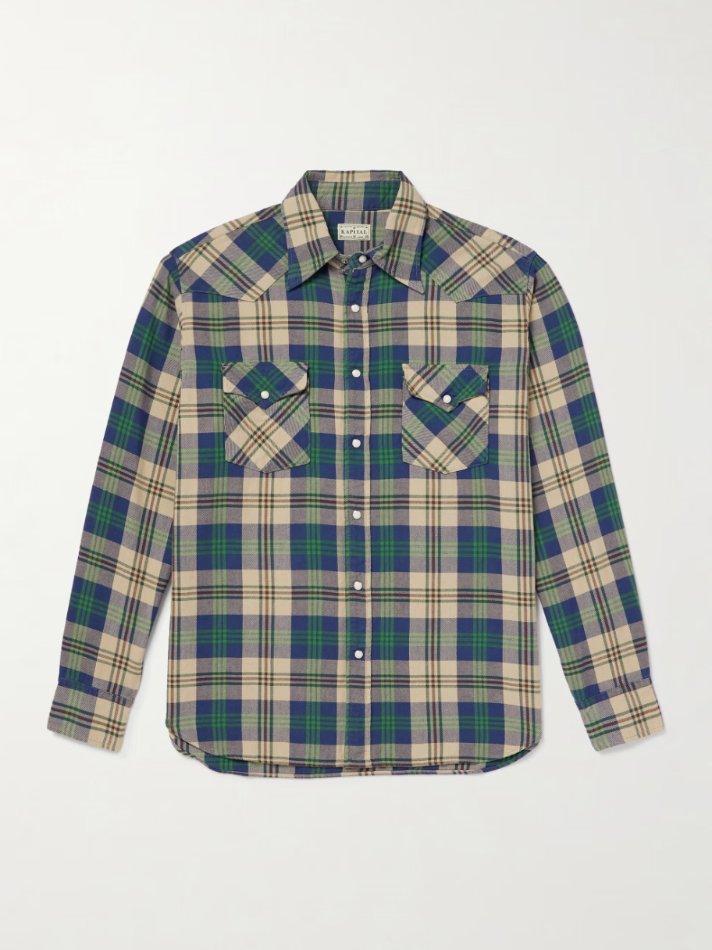 KAPITAL Columbia Checked Cotton-Flannel Western Shirt