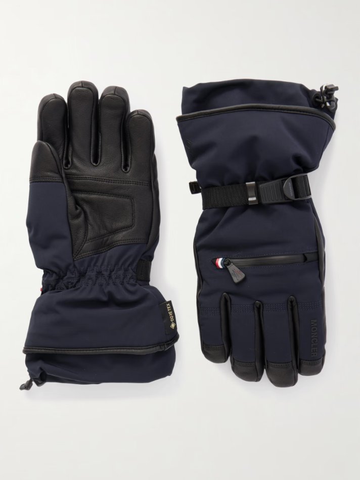 Moncler Grenoble Leather-Trimmed Shell Ski Gloves