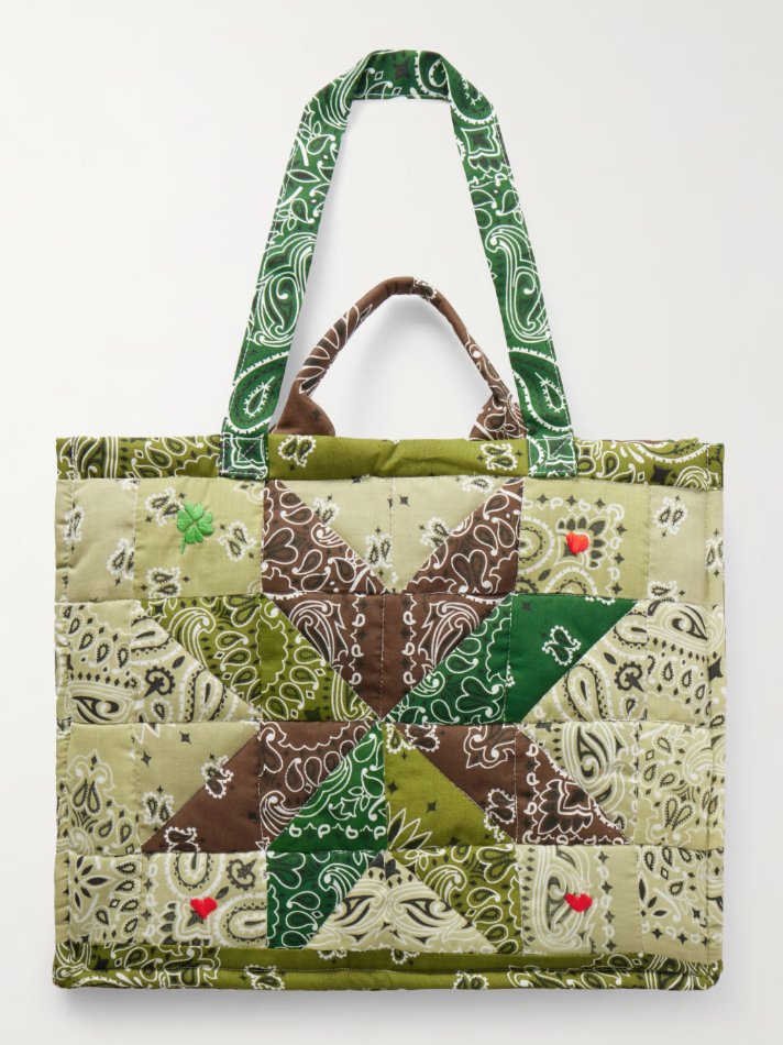 CALL IT BY YOUR NAME Cabas maxi embroidered quilted patchwork printed cotton tote