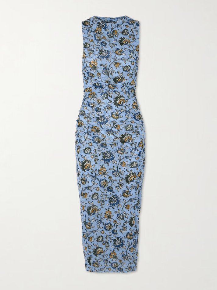 Veronica Beard Sylviani ruched floral-print stretch-tulle midi dress