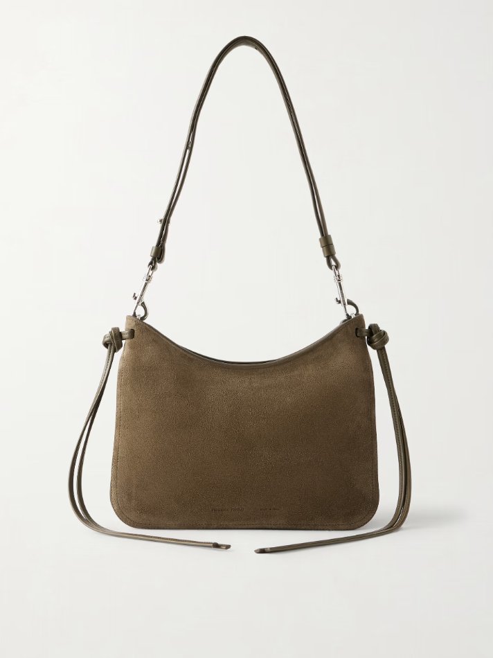 Phoebe Philo Small Gig leather-trimmed suede shoulder bag