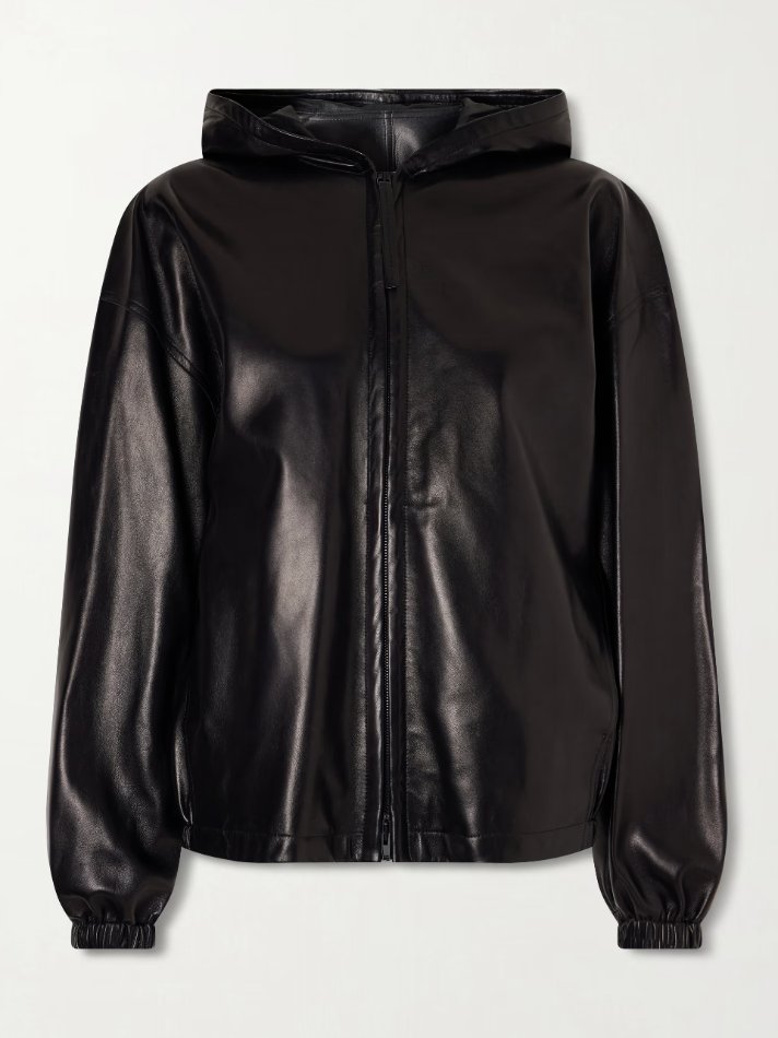Phoebe Philo Hooded leather bomber jacket