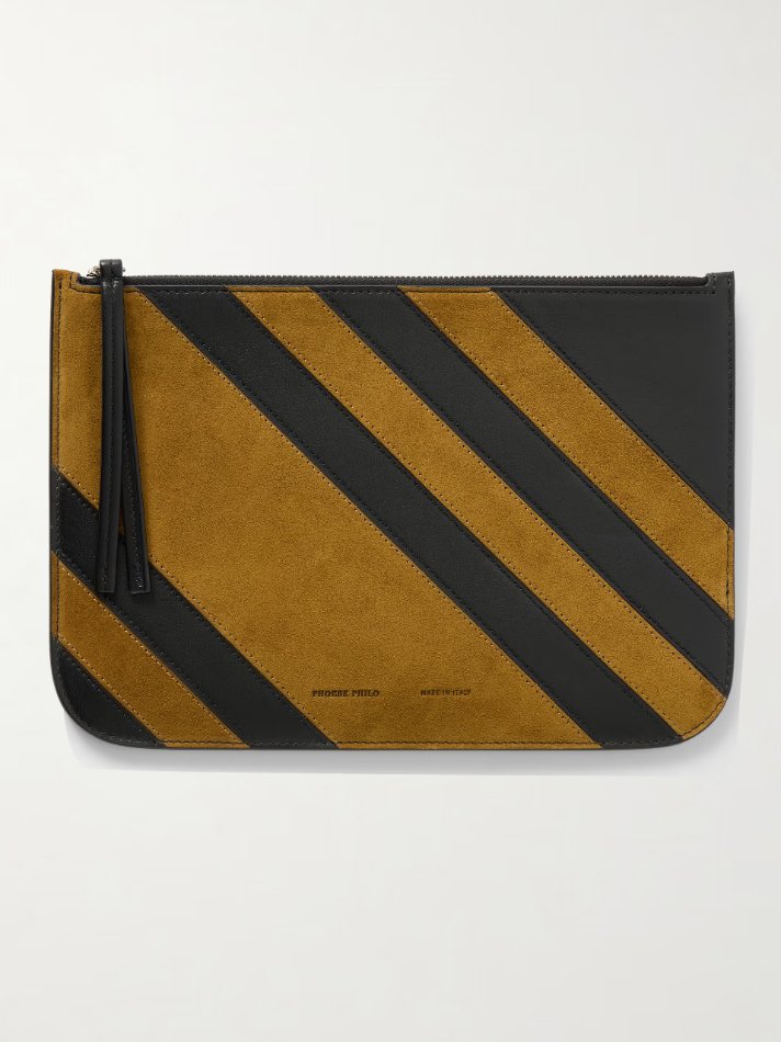 Phoebe Philo Pocket Pouch in striped leather and suede