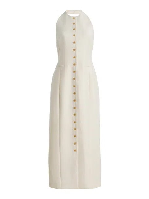 Heirlome Exclusive Sarah Wool-silk Midi Halter Dress In White
